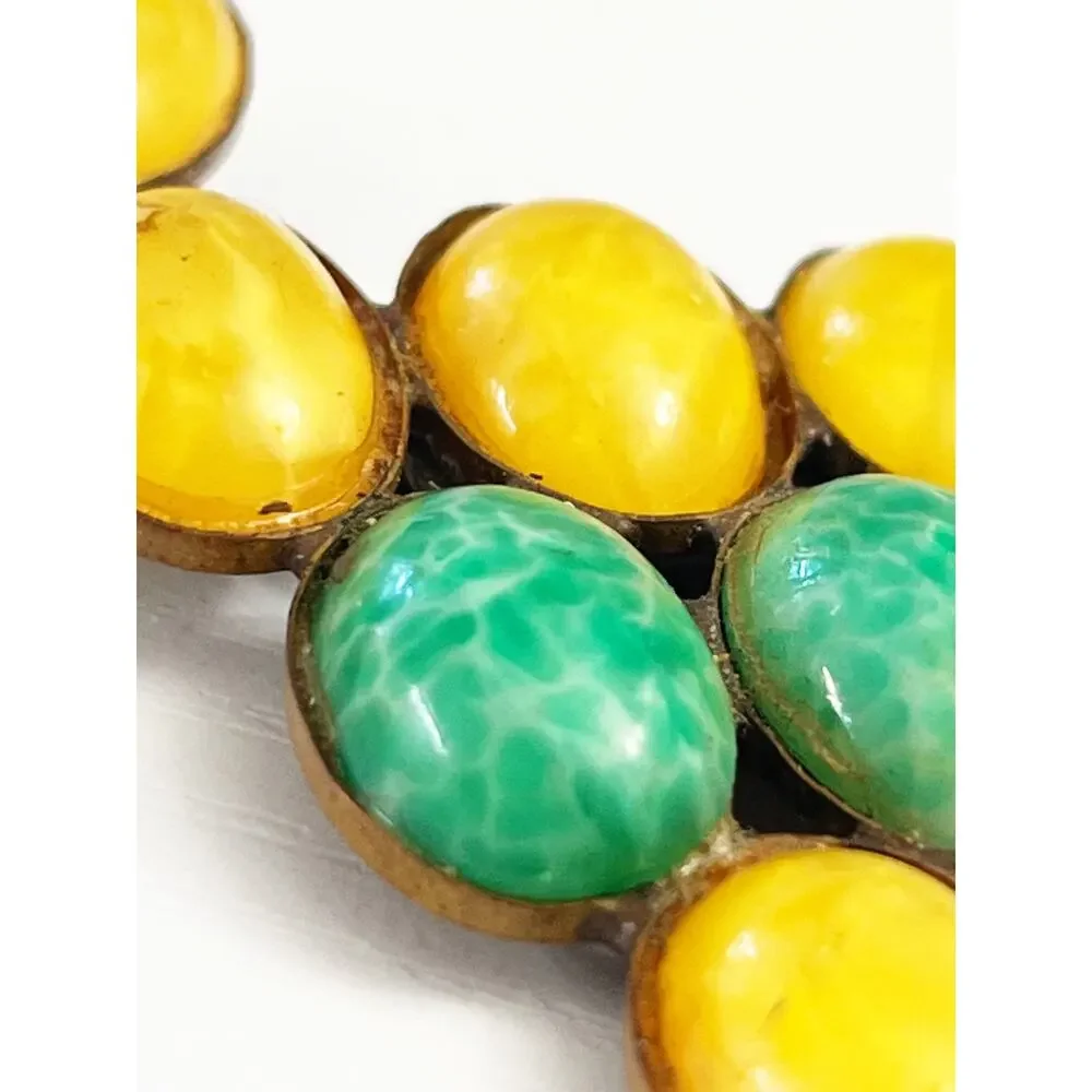 Antique Paristyle Button Co. Cabochon Glass Dress Clips Set Vintage Jewelry